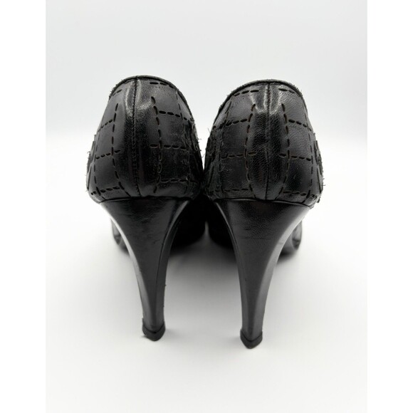 Chanel Black Leather Mary Jane Pointed Toe Heels w/ Camellia Accents Sz EU 38 8 - Picture 7 of 13